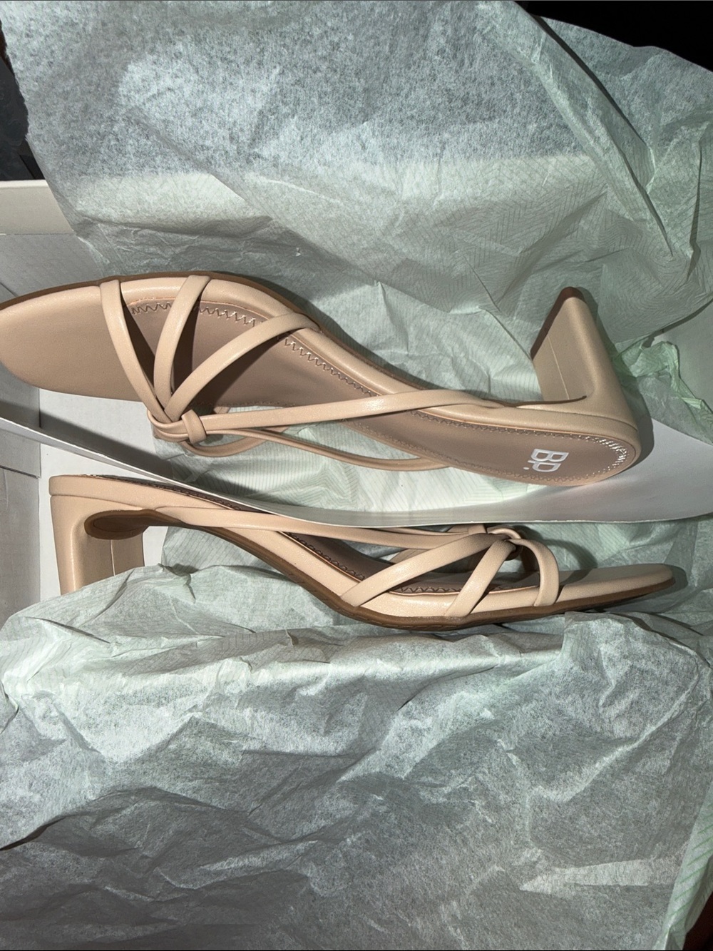 bp Beige Strappy Block Heel Sandals